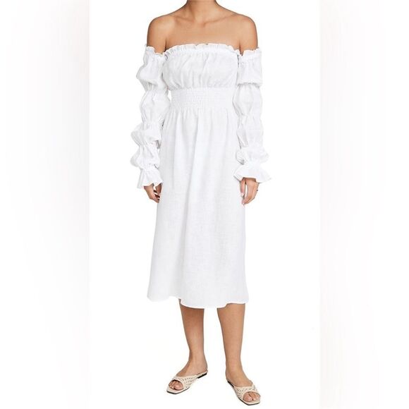 SLEEPER Michelin Linen Off-Shoulder Dress NWT M $320 - Picture 10 of 11